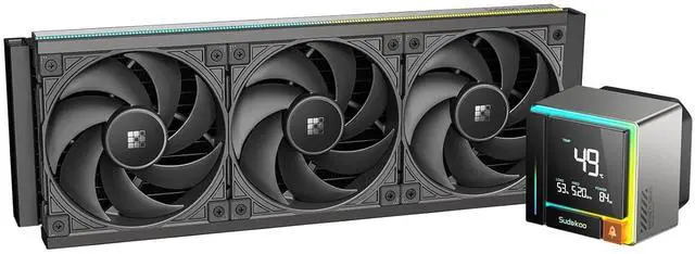 Main image of Sudokoo ENERGLO 360 Liquid Cooler: 360mm AIO CPU Cooler with Data Display & PWM Pump - 3 x 120mm Black Water Cooling for Intel LGA 1851/1700/1200/115X & AMD AM5/AM4