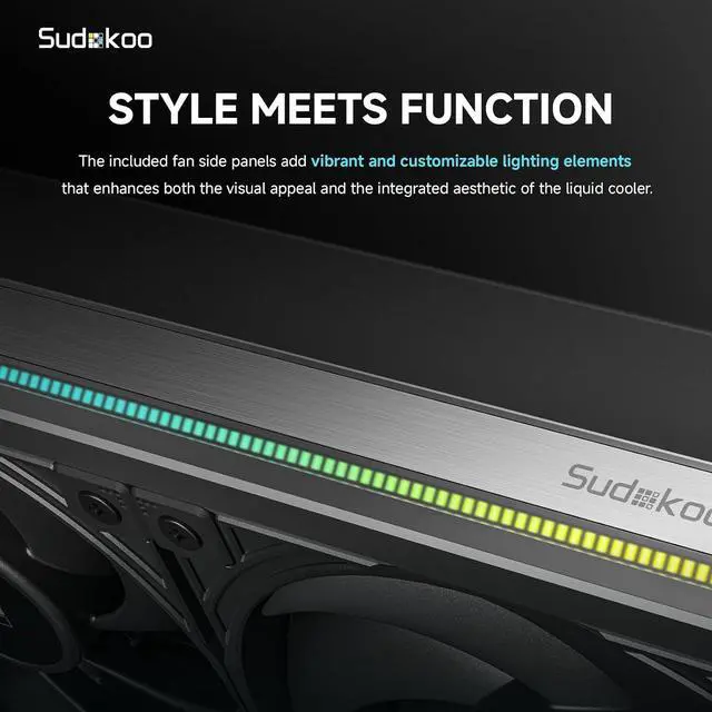 Alt view image 7 of 7 - Sudokoo ENERGLO 360 Liquid Cooler: 360mm AIO CPU Cooler with Data Display & PWM Pump - 3 x 120mm Black Water Cooling for Intel LGA 1851/1700/1200/115X & AMD AM5/AM4