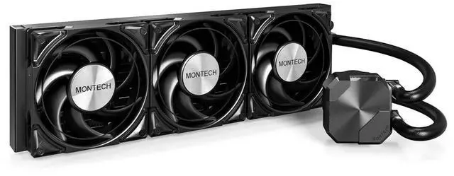 Main image of MONTECH HyperFlow Silent 360 Black Ultra-Quiet AIO Liquid CPU Cooler, 3100RPM Pump, Triple Silent Fans, High-Efficiency Radiator for Superior Heat Dissipation, Intel & AMD Compatible, ARGB-Free
