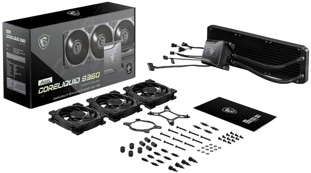 Alt view image 7 of 7 - MSI MEG CoreLiquid S360 - AIO CPU Liquid Cooler - 2.4" IPS Display - 360mm Radiator - Triple 120mm Silent Gale P12 Fans, LGA1700 and AM5 Ready