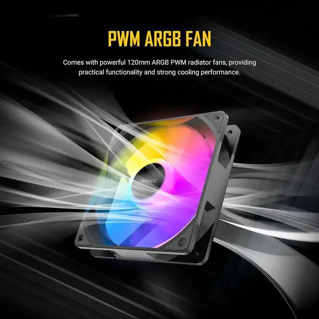 Alt view image 5 of 7 - Antec Skeleton 240 ARGB Liquid CPU Cooler, 240mm Radiator, 2 x 120mm PWM ARGB Fans, Hydraulic Bearing, Copper Base, Intel LGA 115X/1200/1700/20XX, AMD AM4/AM5, Black