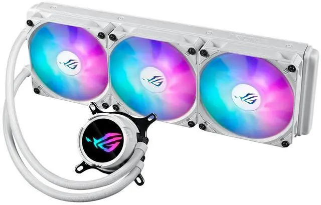 Alt view image 6 of 7 - ASUS ROG Strix LC III 360 ARGB White Edition All-in-one CPU Liquid Cooler with 360° rotatable Water Block, Aseteks new Gen7 v2 Pump, Premium ROG ARGB Fans, and 10+ Custom Aura Lighting Effects