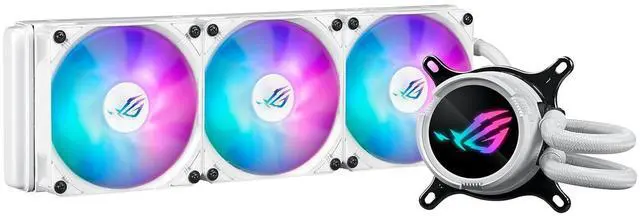 Alt view image 7 of 7 - ASUS ROG Strix LC III 360 ARGB White Edition All-in-one CPU Liquid Cooler with 360° rotatable Water Block, Aseteks new Gen7 v2 Pump, Premium ROG ARGB Fans, and 10+ Custom Aura Lighting Effects