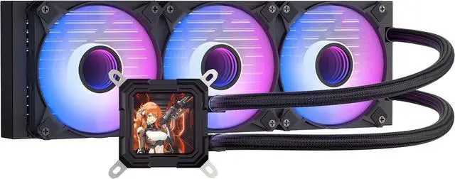 Main image of darkFlash DV360S All-in-one Liquid CPU Cooler, 3.2 LCD Screen with 320 * 320 Resolution, ARGB Sync, PWM Fans 360mm Radiator, CPU PC Aio Cooler Compatible with Intel 1851/1700, AMD AM4/AM5 (Black)