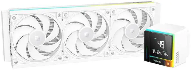 Main image of Sudokoo ENERGLO 360 White Liquid Cooler: 360mm AIO CPU Cooler with Data Display & PWM Pump - 3 x 120mm Water Cooling for Intel LGA 1851/1700/1200/115X & AMD AM5/AM4