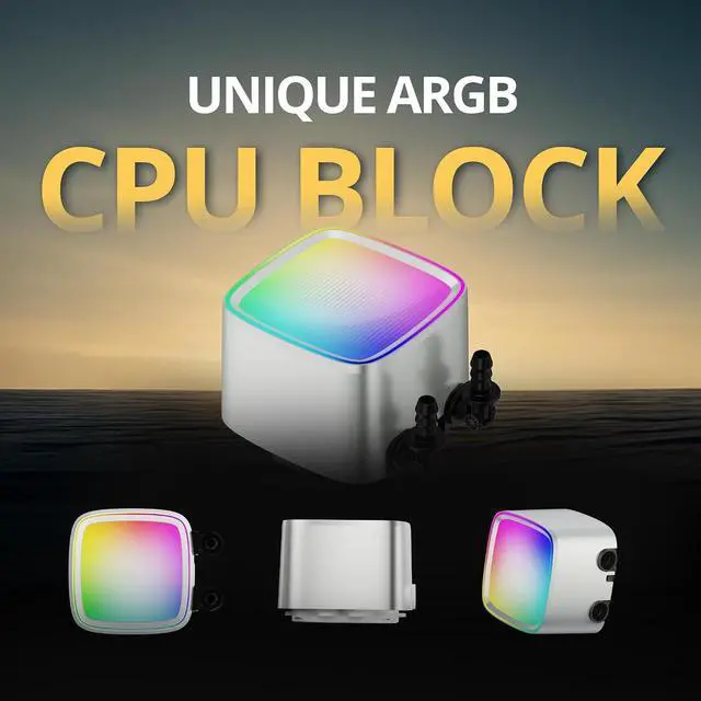 Alt view image 3 of 7 - Geometric Future Eskimo Pro - 420mm AIO CPU Liquid Water Cooler- RGB PWM Squama 2503W 140mm Fan x 3- Fit Intel® LGA 1700, AMD®AM5 - White- (GEO-EP-42W)