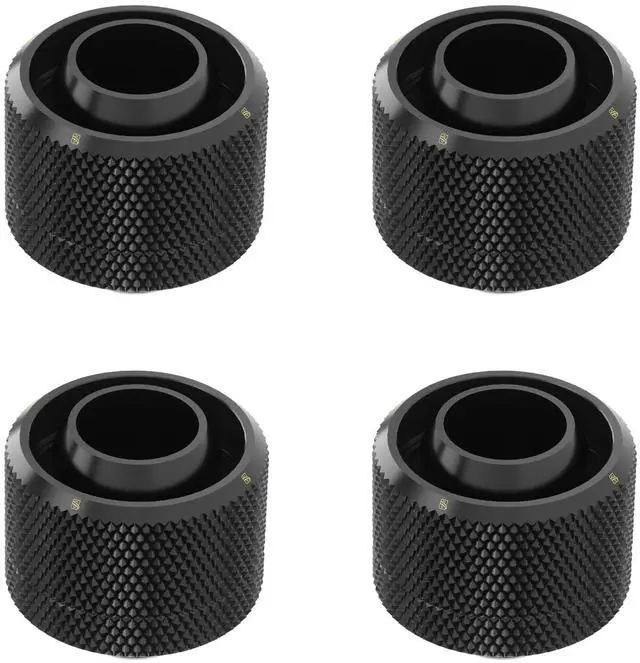 Main image of Barrow 4-Pack G1/4" Thread Compression Fittings for 1/2" ID, 3/4" OD Soft Tubing Use for 13/19mm (ID/OD) Soft Tube, Soft Pipe Connector with Sealed O-Ring for PC Water Cooling Systems, Black