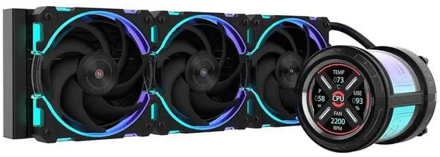 Main image of ALSEYE W360 V CPU Liquid Cooler, AIO CPU Cooling, LCD Display, 360mm Radiator Animated Temperature & Image Screen, ARGB, PWM Pump 350W TDP for Intel LGA 1700/1200 & AMD AM5/AM4 (Black)