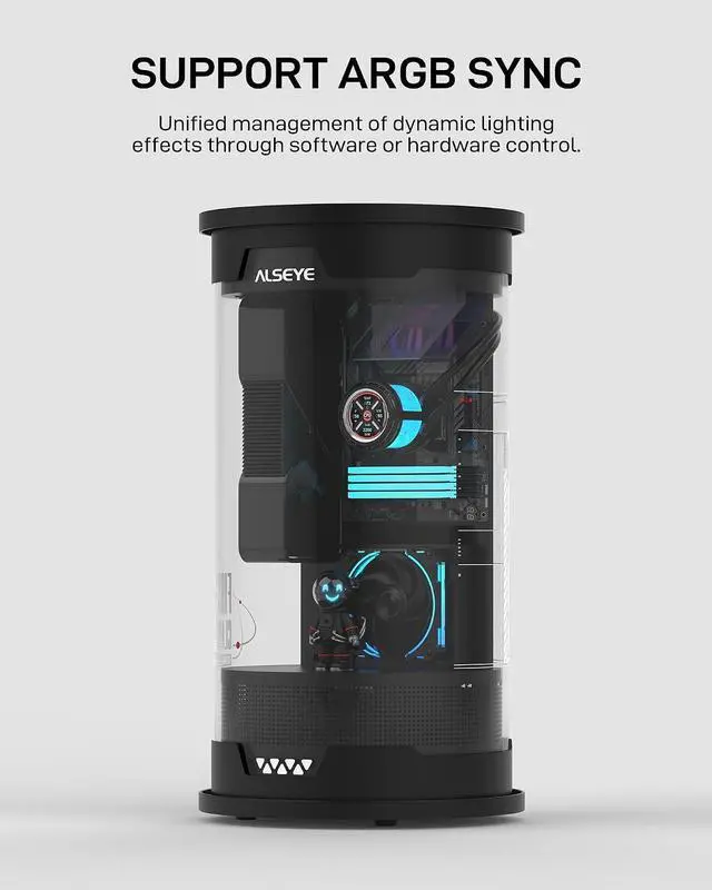 Alt view image 7 of 7 - ALSEYE W360 V CPU Liquid Cooler, AIO CPU Cooling, LCD Display, 360mm Radiator Animated Temperature & Image Screen, ARGB, PWM Pump 350W TDP for Intel LGA 1700/1200 & AMD AM5/AM4 (Black)