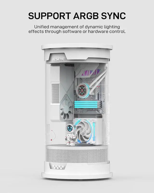 Alt view image 7 of 7 - ALSEYE W360 L CPU Liquid Cooler, AIO CPU Cooling, LCD Display, 360mm Radiator Animated Temperature & Image Screen, ARGB, PWM Pump 320W TDP for Intel LGA 1700/1200 & AMD AM5/AM4 (White)