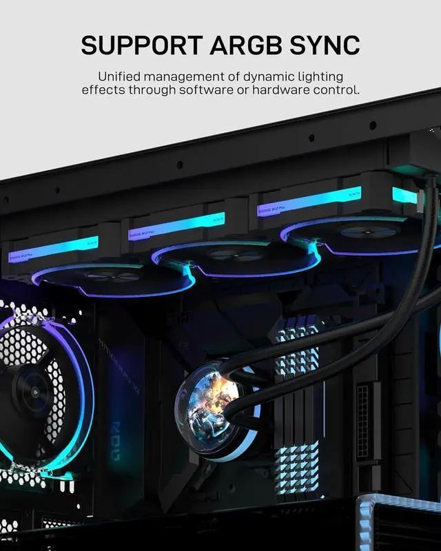 Alt view image 6 of 6 - ALSEYE W360 L CPU Liquid Cooler, AIO CPU Cooling, LCD Display, 360mm Radiator Animated Temperature & Image Screen, ARGB, PWM Pump 320W TDP for Intel LGA 1700/1200 & AMD AM5/AM4 (Black)