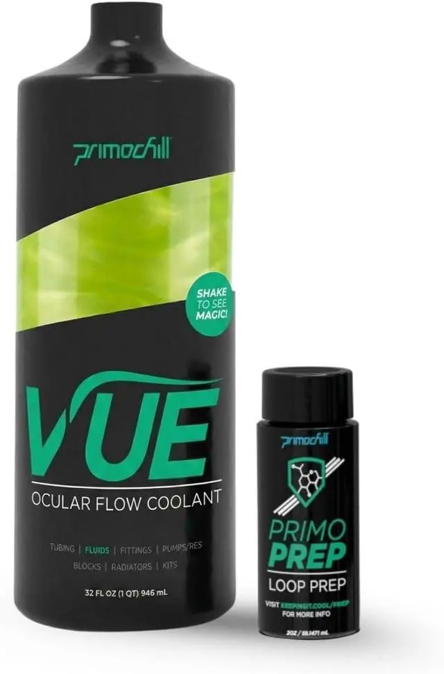 Main image of PrimoChill Vue - Computer WaterCooling Coolant, Visual Flow, Solid/Non-Transparent, Full Protection, PrimoPrep Included, Proudly Made in The USA - UV NV Green