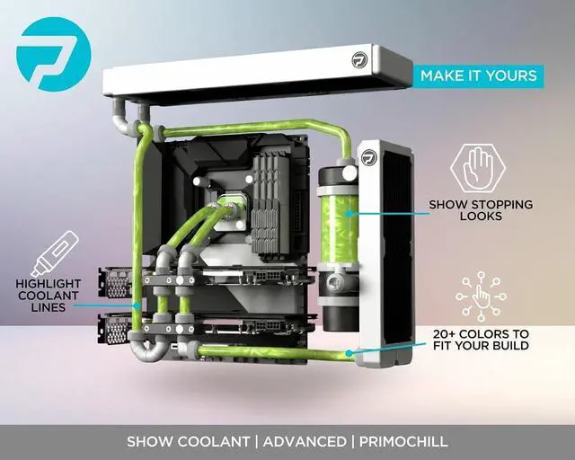 Alt view image 3 of 3 - PrimoChill Vue - Computer WaterCooling Coolant, Visual Flow, Solid/Non-Transparent, Full Protection, PrimoPrep Included, Proudly Made in The USA - UV NV Green