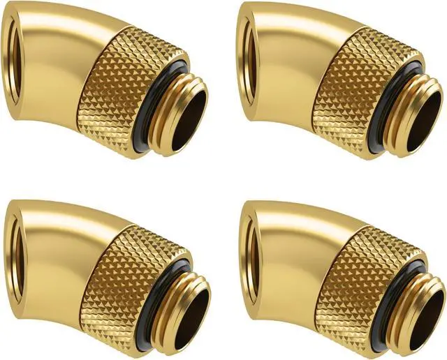 Main image of Barrow G1/4" Male to Female Extender Fitting, 45 Degree Rotary, Gold, 4-pack