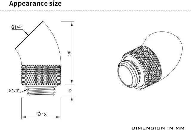 Alt view image 3 of 6 - Barrow G1/4" Male to Female Extender Fitting, 45 Degree Rotary, Gold, 4-pack