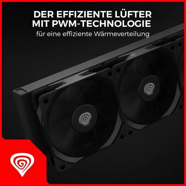 Alt view image 2 of 7 - Genesis Hydria 360 CPU Water Cooling System, 3 x 120 mm Fans, 4-Pin PWM Pump, Air Flow Up to 80 CFM, High Speed 500-1550 rpm, Intel and AMD, Contact Frame - Black