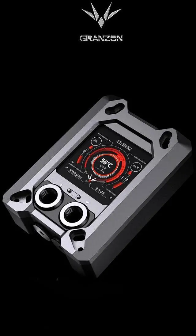 Alt view image 5 of 5 - Granzon GAMSC CPU Water Cooling Block with Temperature Digital Display for AMD Ryzen AM5 AM4 Processors, High Flow Cooling, Mechanical Armor Design