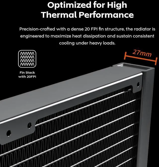 Alt view image 3 of 6 - MONTECH Lightflow ARGB 240 Black Ultra-Quiet AIO Liquid CPU Cooler, 3100RPM Pump, Triple Silent Fans, High-Efficiency Radiator for Superior Heat Dissipation, Intel & AMD Compatible, ARGB-Free