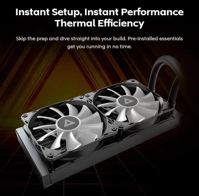 Alt view image 4 of 6 - MONTECH Lightflow ARGB 240 Black Ultra-Quiet AIO Liquid CPU Cooler, 3100RPM Pump, Triple Silent Fans, High-Efficiency Radiator for Superior Heat Dissipation, Intel & AMD Compatible, ARGB-Free