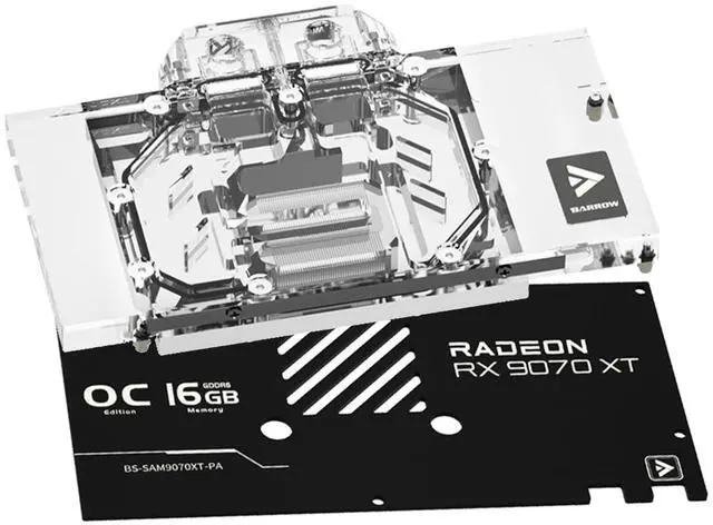 Main image of Barrow Copper GPU Water Cooling Block for Sapphire RX 9070XT Pure/Metal, Full Coverage GPU Waterblock with Metal Backplate for RX 9070XT Pulse, Graphics Card Liquid Cooling Water Cooler