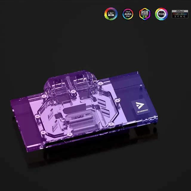 Alt view image 6 of 7 - Barrow Copper GPU Water Cooling Block for Sapphire RX 9070XT Pure/Metal, Full Coverage GPU Waterblock with Metal Backplate for RX 9070XT Pulse, Graphics Card Liquid Cooling Water Cooler