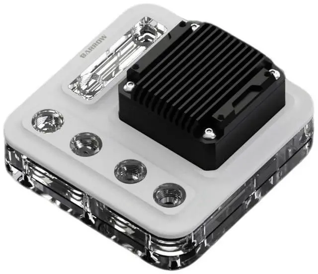 Main image of BARROW PC Water Cooling 120mm Distro Plate with 17W Integrated Pump, G1/4" Acrylic Waterway Board, ARGB 5V Lighting, Multi-Port Distribution Plate for PC Cooler System Case Builds, White
