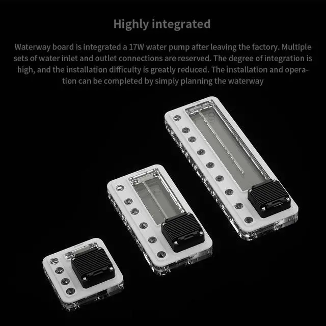 Alt view image 2 of 6 - BARROW PC Water Cooling 240mm Distro Plate with 17W Integrated Pump, G1/4" Acrylic Waterway Board, ARGB 5V Lighting, Multi-Port Distribution Plate for PC Cooler System Case Builds, White