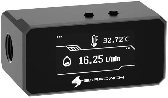 Main image of G1/4" Digital Flow Temperature Monitor with OLED Display for PC Water Cooling Real-Time Coolant Flow/Temp Sensor, Overheat Alarm & Auto-Shutdown Protection, Black