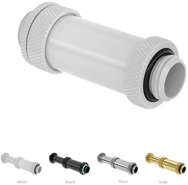 Alt view image 5 of 5 - Barrow G1/4" Water Cooling Fittings, Male to Male Extension Fittings (41-69MM) for SLI, Adjustable Aqua Link Pipe, Metal Telescopic Connectors for Water Cooling Systems (White,2Pcs)