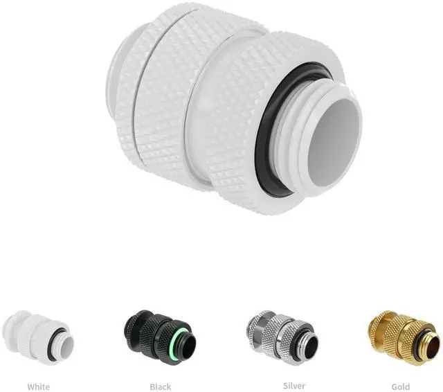 Alt view image 5 of 5 - Barrow G1/4" Thread Rotary Fittings, Male to Male Extension Fittings (16-22MM) for SLI, Adjustable Aqua Link Pipe, Metal Telescopic Connectors for Water Cooling Systems (White,4Pcs)