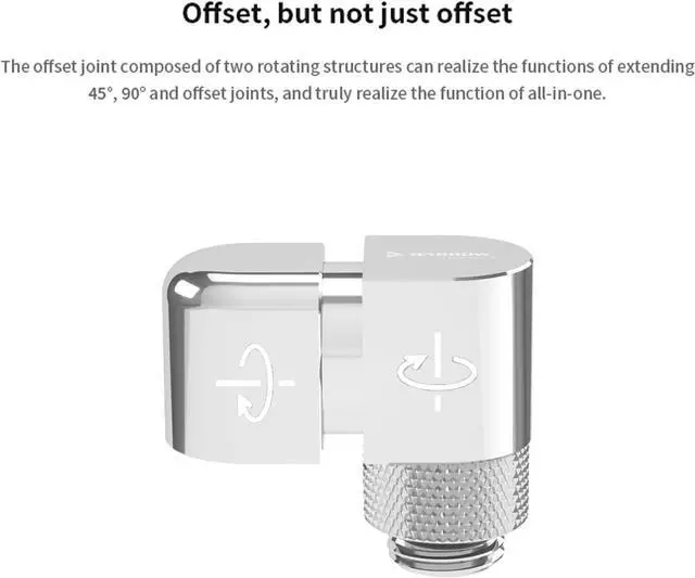 Alt view image 2 of 5 - Barrow G1/4" 360° Rotation Offset Fitting, Offset 21mm Male to Famale Connector, 360 Degree Rotary Offset Adapter, Multi-Link Adapter Fittings for PC Water Cooling System (Silver,2Pcs)