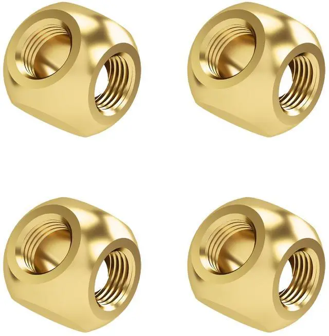 Main image of Barrow 4-Pack G1/4" Threaded 3 Way Ball Fittings, Water Cooling Spherical Connector, 3 Way Spliter T-Type Brass Adapter for PC Water Cooling Systems (Gold)