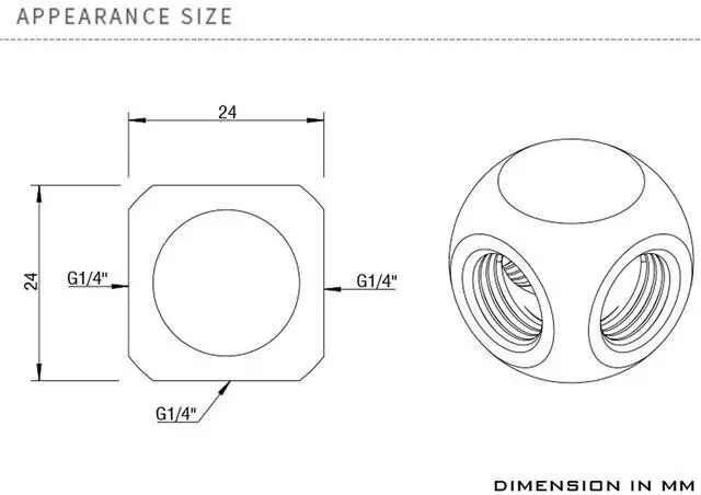 Alt view image 2 of 3 - Barrow 4-Pack G1/4" Threaded 3 Way Ball Fittings, Water Cooling Spherical Connector, 3 Way Spliter T-Type Brass Adapter for PC Water Cooling Systems (White)