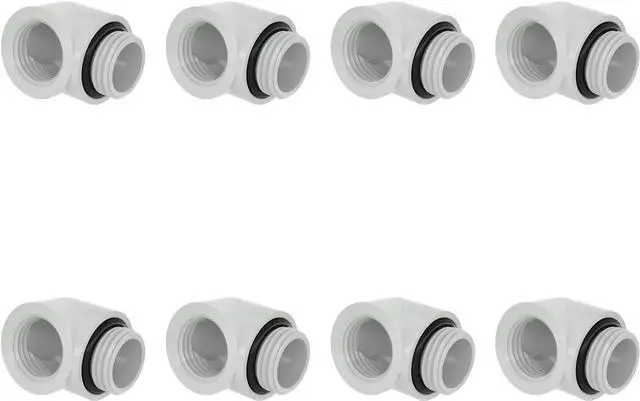 Main image of Barrow G1/4" Male to Female 90° Fitting, 90 Degree Angled Elbow Compression Fitting, Extender Connector with Sealed O-Rings for PC Water Cooling System (White 8Pcs)