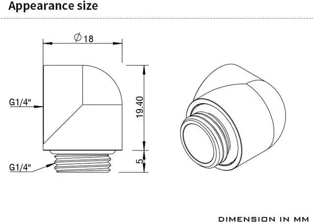 Alt view image 2 of 3 - Barrow G1/4" Male to Female 90° Fitting, 90 Degree Angled Elbow Compression Fitting, Extender Connector with Sealed O-Rings for PC Water Cooling System (Black 8Pcs)