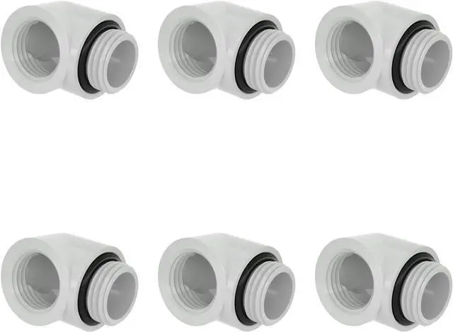 Main image of Barrow G1/4" Male to Female 90° Fitting, 90 Degree Angled Elbow Compression Fitting, Extender Connector with Sealed O-Rings for PC Water Cooling System (White 6Pcs)