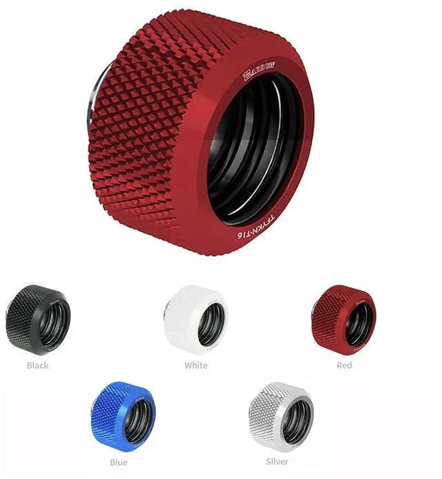 Alt view image 4 of 4 - Barrow 6-Pack Water Cooling Fittings for OD 16mm Rigid Tubing, G1/4" Thread Compression Fittings Fits Hard Tube, Connectors with Sealed O-Rings for PC Liquid Cooling Loop (Red)