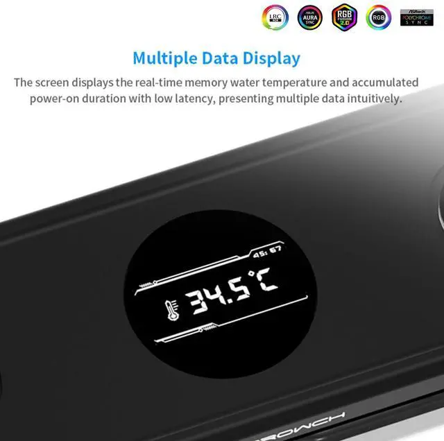 Alt view image 3 of 7 - Memory Waterblock with TFT Display, 2 Channel and 4 Channel RAM Water Cooling Block, Copper RAM Water Cooler Kit with Memory Heatsink for DDR5-RAM Module (Black,Include 4 Memory Heatsink)