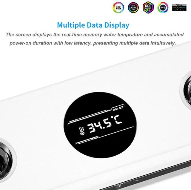 Alt view image 3 of 7 - Memory Waterblock with TFT Display, 2 Channel and 4 Channel RAM Water Cooling Block, Copper RAM Water Cooler Kit with Memory Heatsink for DDR5-RAM Module (White,Include 2 Memory Heatsink)