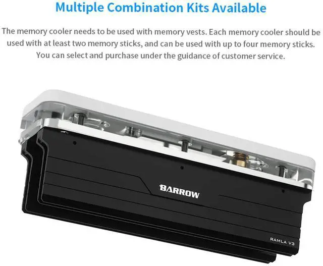 Alt view image 5 of 7 - Memory Waterblock with TFT Display, 2 Channel and 4 Channel RAM Water Cooling Block, Copper RAM Water Cooler Kit with Memory Heatsink for DDR5-RAM Module (White,Include 2 Memory Heatsink)
