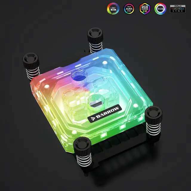 Alt view image 4 of 5 - Barrow CPU Water Block, High-Efficiency CPU Water Cooling Block for AMD AM5/AM4/AM3+/AM3/FM2, Liquid Cooling Micro Waterway CPU Block Socket Radiator 5V 3PIN ARGB, Black