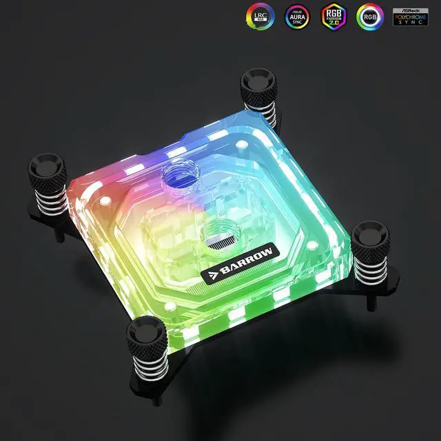 Alt view image 4 of 6 - Barrow CPU Water Block, High-Efficiency CPU Water Cooling Block for Intel LGA115X/1200/1700/X99/X299, Liquid Cooling Micro Waterway CPU Block Socket Radiator 5V 3PIN ARGB, Black