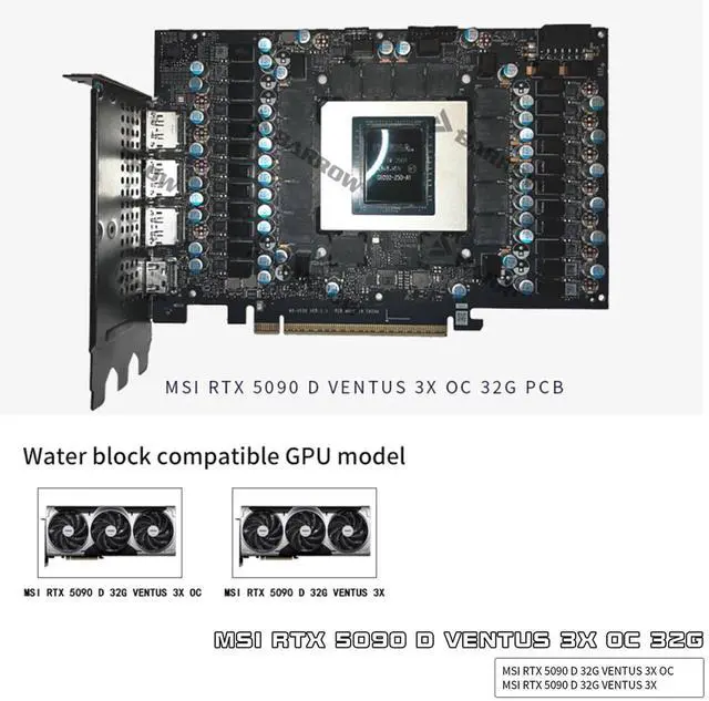 Alt view image 2 of 7 - Barrow Full-Coverage GPU Water Cooling Block, Copper GPU Waterblock with Backplate for MSI RTX5090 Ventus 3X/Ventus 3X OC, Liquid Cooling Water Cooler for MSI RTX5090 Ventus Graphics Card