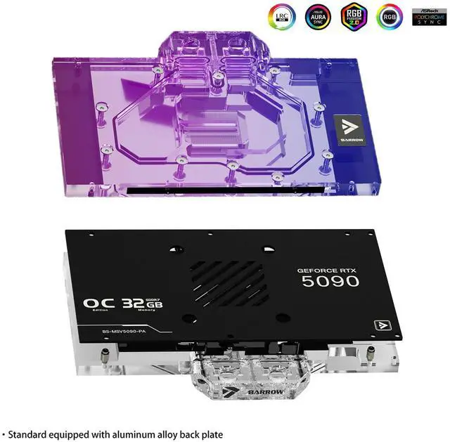 Alt view image 3 of 7 - Barrow Full-Coverage GPU Water Cooling Block, Copper GPU Waterblock with Backplate for MSI RTX5090 Ventus 3X/Ventus 3X OC, Liquid Cooling Water Cooler for MSI RTX5090 Ventus Graphics Card