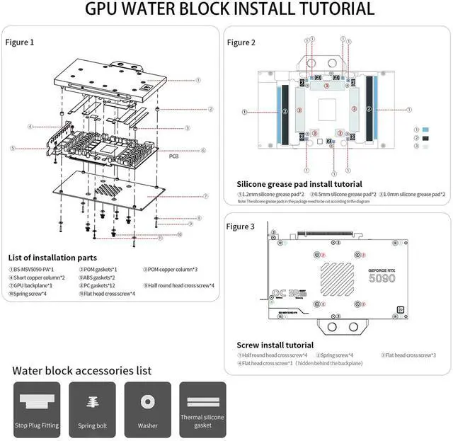 Alt view image 5 of 7 - Barrow Full-Coverage GPU Water Cooling Block, Copper GPU Waterblock with Backplate for MSI RTX5090 Ventus 3X/Ventus 3X OC, Liquid Cooling Water Cooler for MSI RTX5090 Ventus Graphics Card