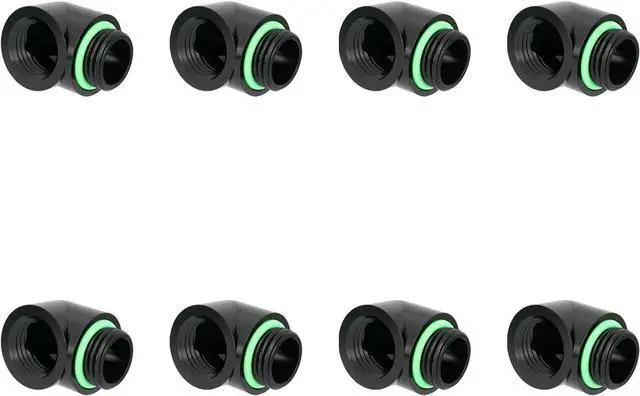 Main image of Barrow G1/4" Male to Female 90° Fitting, 90 Degree Angled Elbow Compression Fitting, Extender Connector with Sealed O-Rings for PC Water Cooling System (Black 8Pcs)