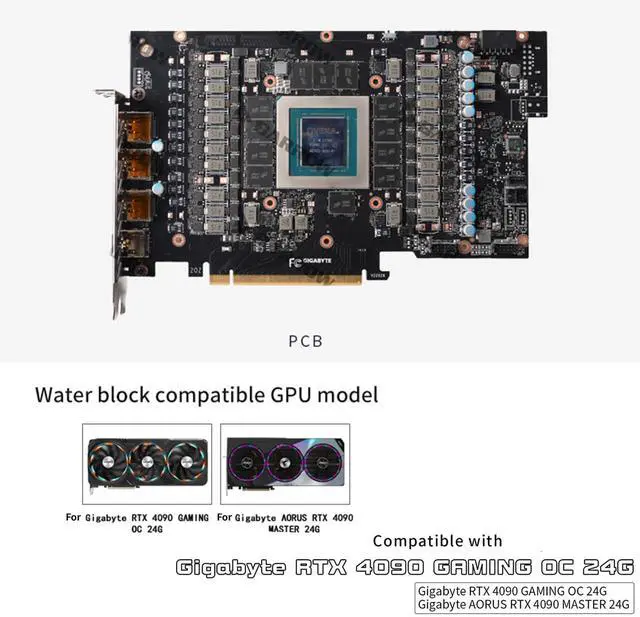Alt view image 2 of 7 - Barrow Copper GPU Water Block Compatible for Gigabyte Aorus RTX4090 Master, RTX4090 Gaming OC, Full Coverage GPU Water Cooler Include Backplate, Liquid Cooling Graphics Card Water Cooling Block