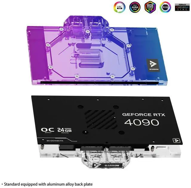 Alt view image 3 of 7 - Barrow Copper GPU Water Block Compatible for Gigabyte Aorus RTX4090 Master, RTX4090 Gaming OC, Full Coverage GPU Water Cooler Include Backplate, Liquid Cooling Graphics Card Water Cooling Block