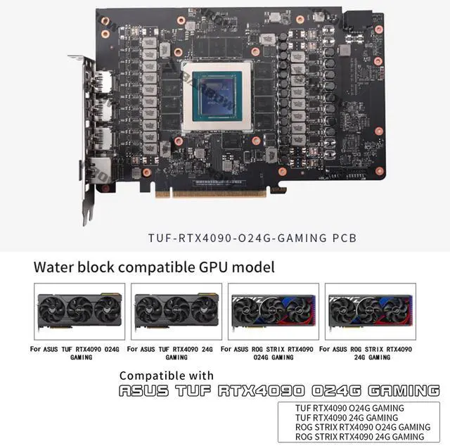Alt view image 2 of 7 - Barrow Copper GPU Water Block Compatible for Asus Tuf RTX4090, Rog Strix RTX4090, Full Coverage GPU Water Cooler Include Backplate, Liquid Cooling Graphics Card Water Cooling Block
