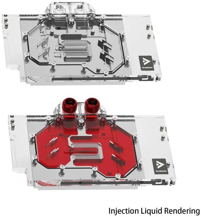 Alt view image 6 of 7 - Barrow GPU Water Cooling Block, Copper GPU Water Cooler with Metal Backplate for ASUS TUF RTX5090 O32G Gaming Liquid Cooling Water Blocks